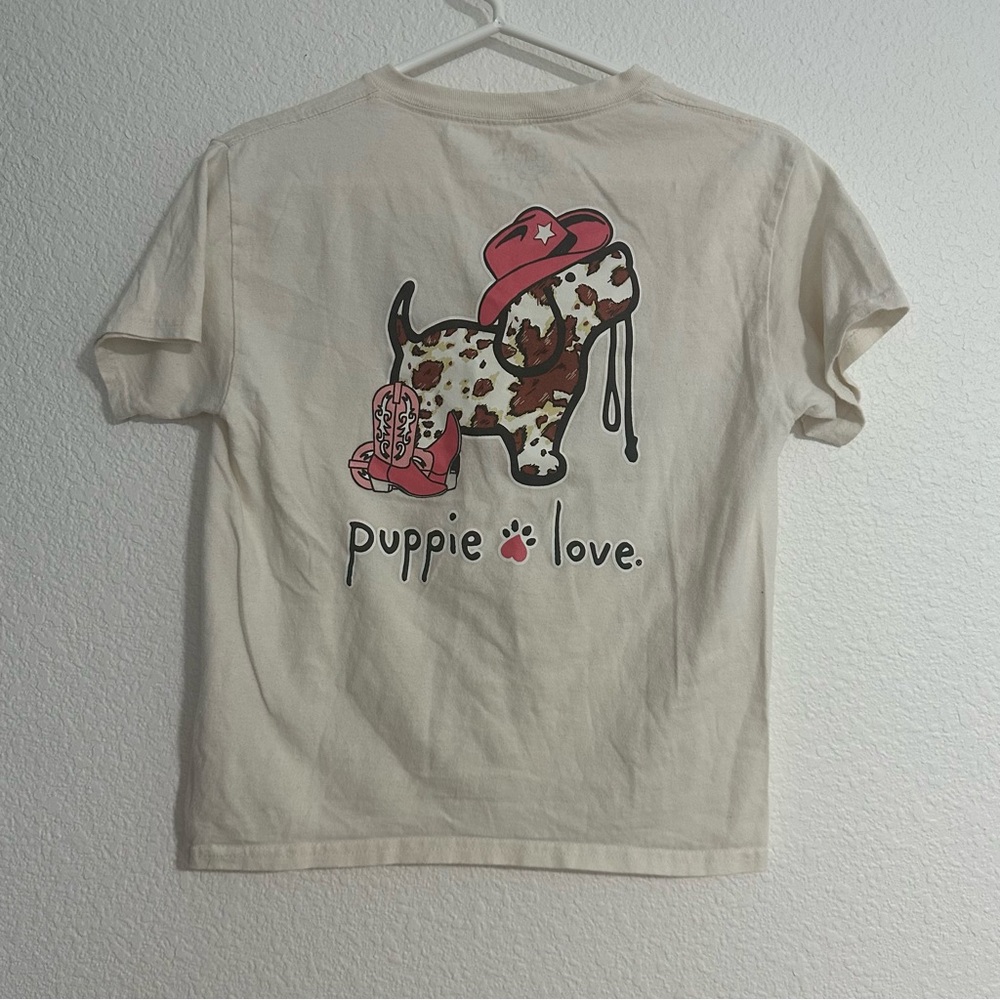 Puppie Love Rescue T-shirt Youth Medium Cowgirl Western Pink‎ Dog Graphic Tee